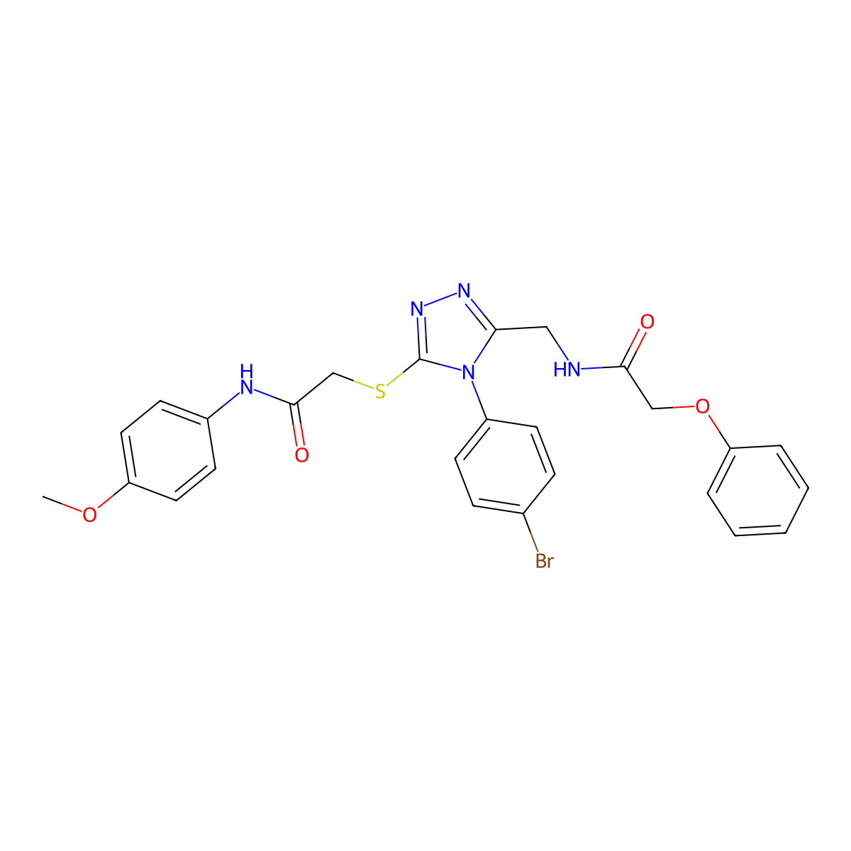 N-((4-(4-bromophenyl)-5-((2-((4-methoxyphenyl)amino)-2-oxoethyl)thio)-4H-1,2,4-triazol-3-yl)methyl)-2-phenoxyacetamide molecular structure, CAS 317328-49-7