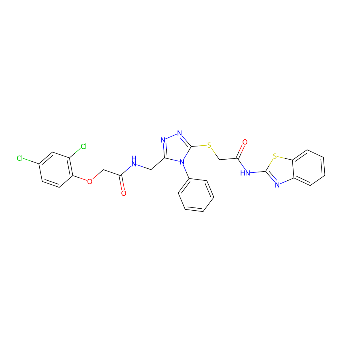 N-(benzo[d]thiazol-2-yl)-2-((5-((2-(2,4-dichlorophenoxy)acetamido)methyl)-4-phenyl-4H-1,2,4-triazol-3-yl)thio)acetamide molecular structure, CAS 317328-52-2