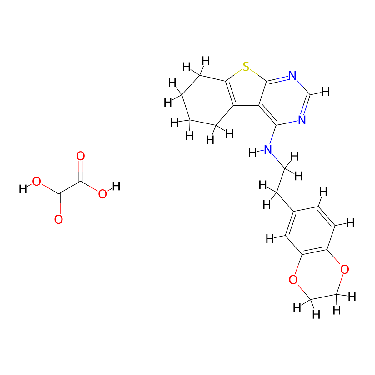 N-(2-(2,3-dihydrobenzo[b][1,4]dioxin-6-yl)ethyl)-5,6,7,8-tetrahydrobenzo[4,5]thieno[2,3-d]pyrimidin-4-amine oxalate molecular structure, CAS 317328-54-4