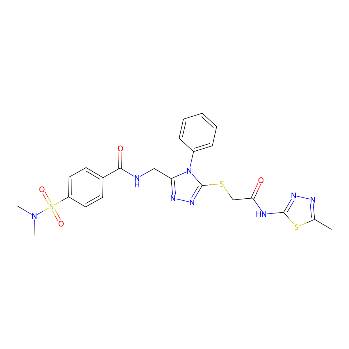4-(N,N-dimethylsulfamoyl)-N-((5-((2-((5-methyl-1,3,4-thiadiazol-2-yl)amino)-2-oxoethyl)thio)-4-phenyl-4H-1,2,4-triazol-3-yl)methyl)benzamide molecular structure, CAS 317328-58-8