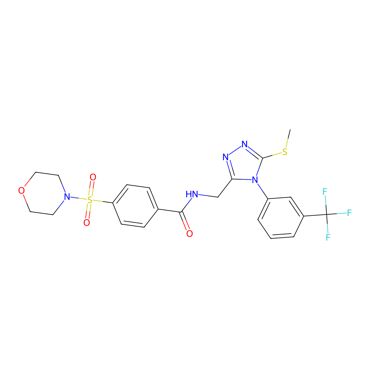 N-[[5-methylsulfanyl-4-[3-(trifluoromethyl)phenyl]-1,2,4-triazol-3-yl]methyl]-4-morpholin-4-ylsulfonylbenzamide molecular structure, CAS 317328-63-5