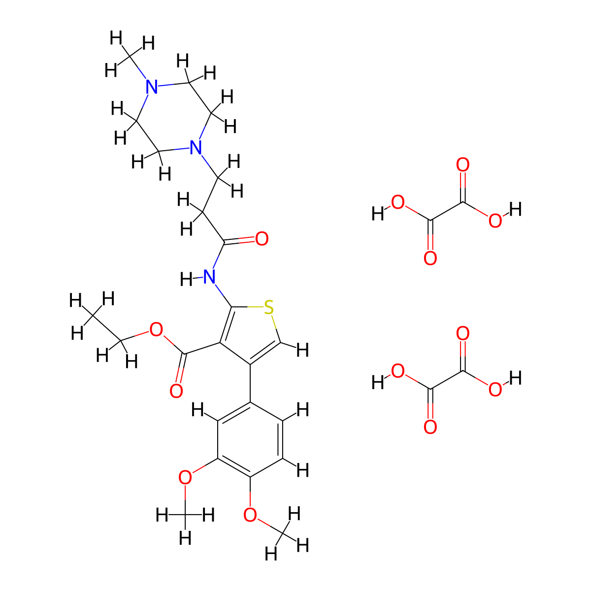 Ethyl 4-(3,4-dimethoxyphenyl)-2-(3-(4-methylpiperazin-1-yl)propanamido)thiophene-3-carboxylate dioxalate molecular structure, CAS 317328-78-2