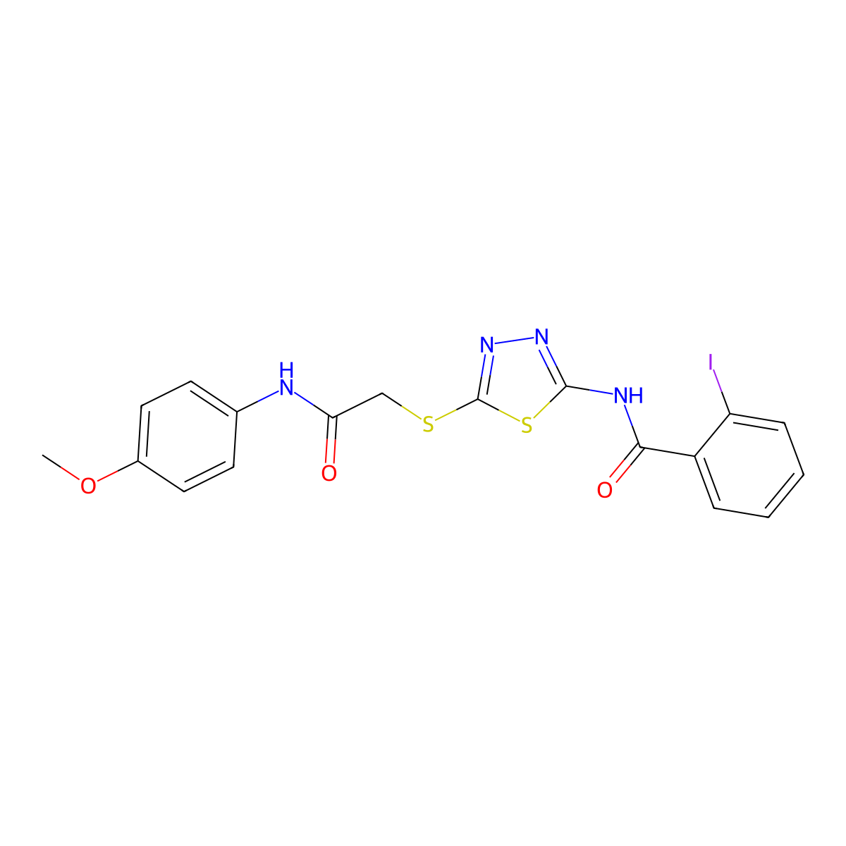 2-iodo-N-[5-({[(4-methoxyphenyl)carbamoyl]methyl}sulfanyl)-1,3,4-thiadiazol-2-yl]benzamide molecular structure, CAS 317328-88-4