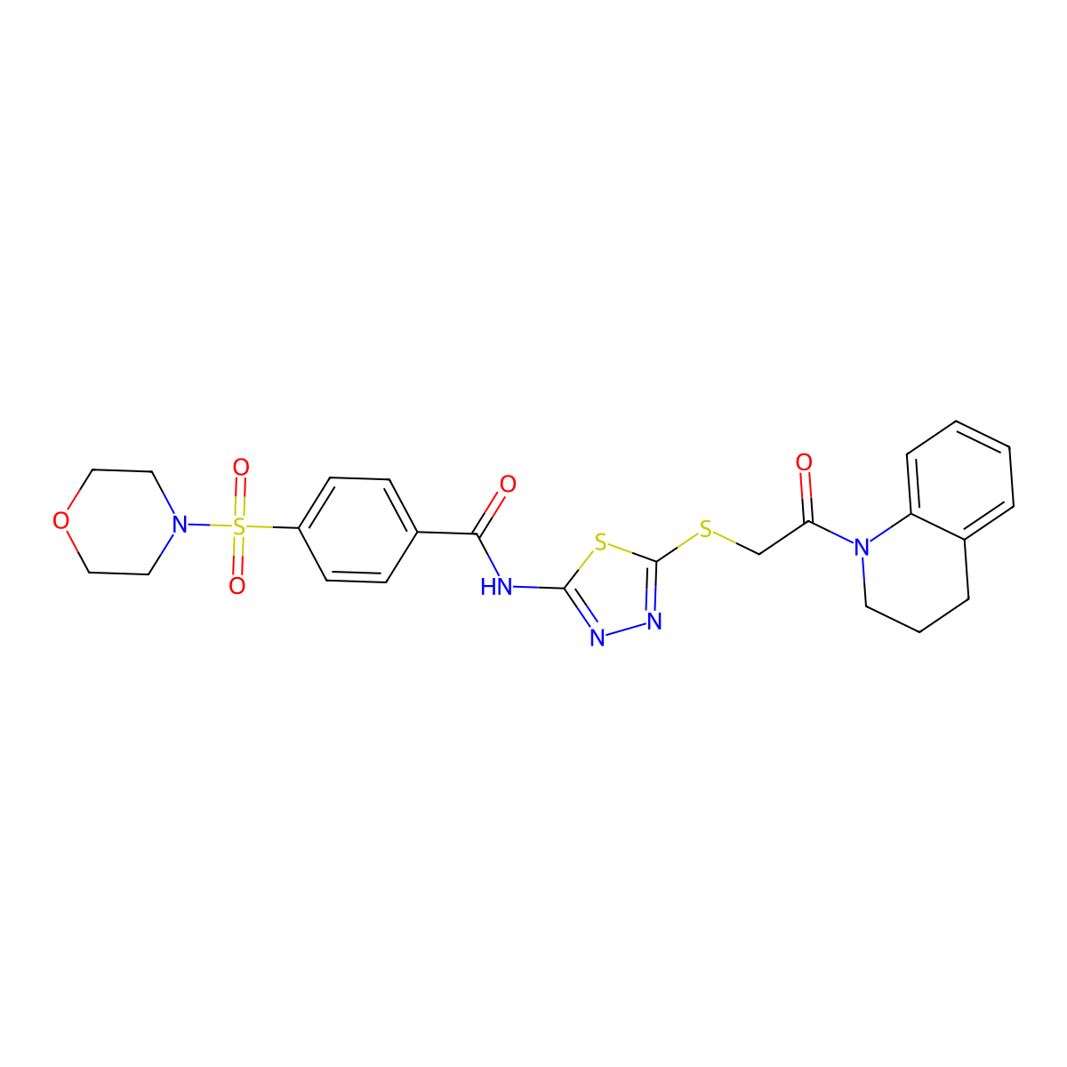 N-(5-((2-(3,4-dihydroquinolin-1(2H)-yl)-2-oxoethyl)thio)-1,3,4-thiadiazol-2-yl)-4-(morpholinosulfonyl)benzamide molecular structure, CAS 317328-95-3