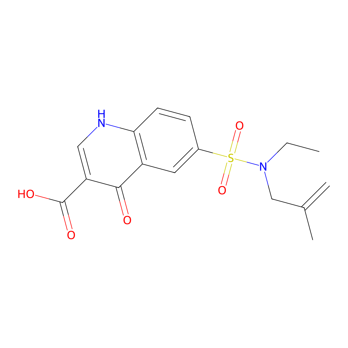 6-{[Ethyl(2-methylprop-2-en-1-yl)amino]sulfonyl}-4-oxo-1,4-dihydroquinoline-3-carboxylic acid molecular structure, CAS 317329-39-8