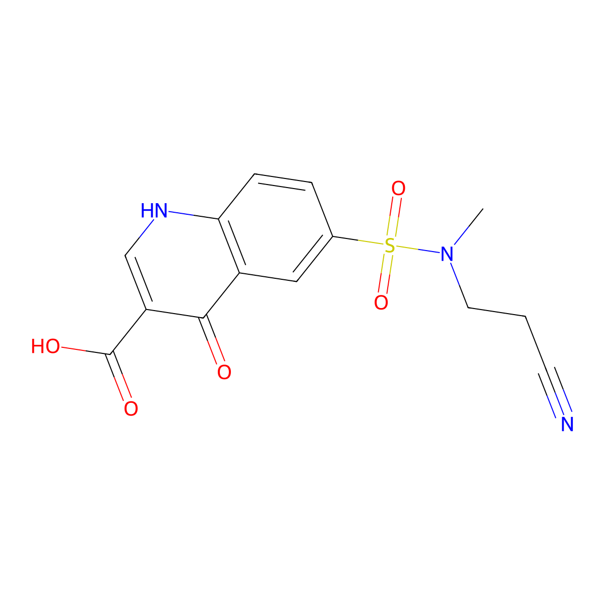 6-{[(2-Cyanoethyl)(methyl)amino]sulfonyl}-4-oxo-1,4-dihydroquinoline-3-carboxylic acid molecular structure, CAS 317329-41-2