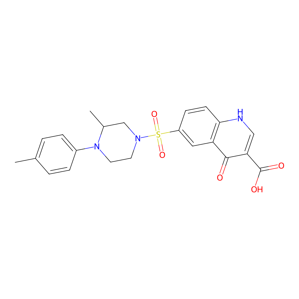 6-{[3-Methyl-4-(4-methylphenyl)piperazin-1-yl]sulfonyl}-4-oxo-1,4-dihydroquinoline-3-carboxylic acid molecular structure, CAS 317329-43-4