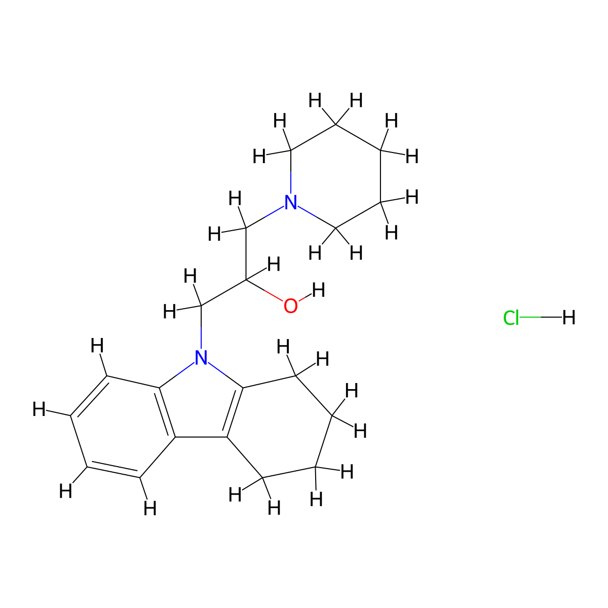 1-(3,4-dihydro-1H-carbazol-9(2H)-yl)-3-(piperidin-1-yl)propan-2-ol hydrochloride molecular structure, CAS 317329-74-1
