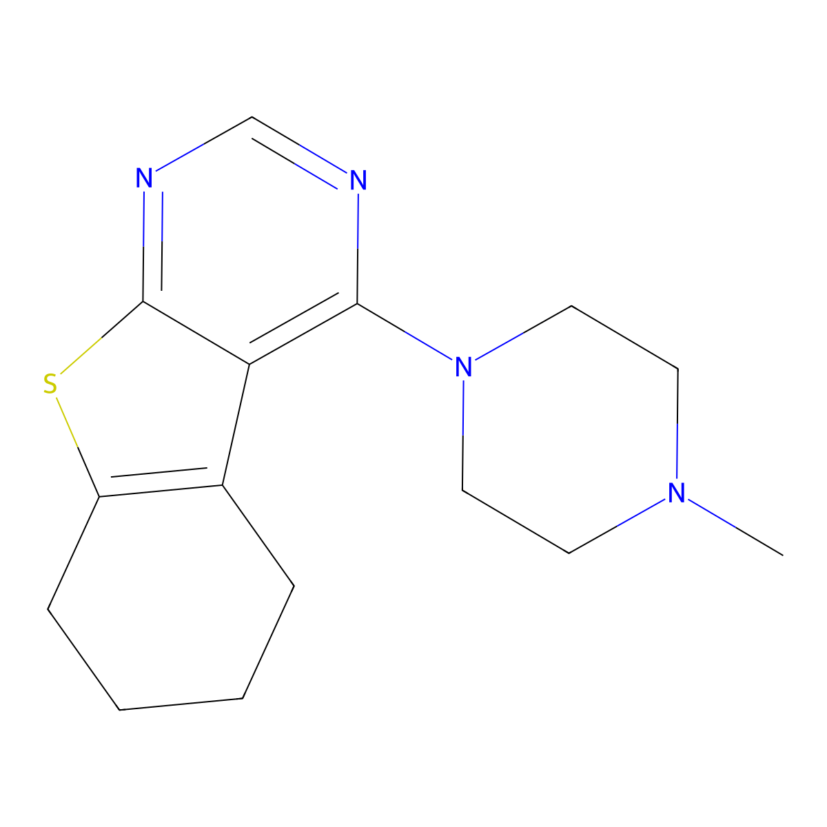 4-(4-Methylpiperazin-1-yl)-5,6,7,8-tetrahydro[1]benzothieno[2,3-d]pyrimidine molecular structure, CAS 317330-32-8