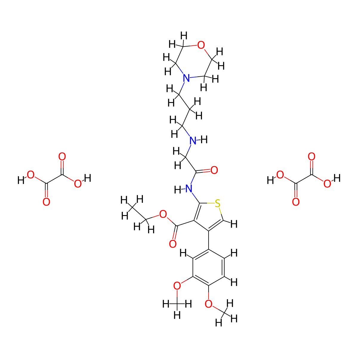 Ethyl 4-(3,4-dimethoxyphenyl)-2-(2-((3-morpholinopropyl)amino)acetamido)thiophene-3-carboxylate dioxalate molecular structure, CAS 317330-46-4