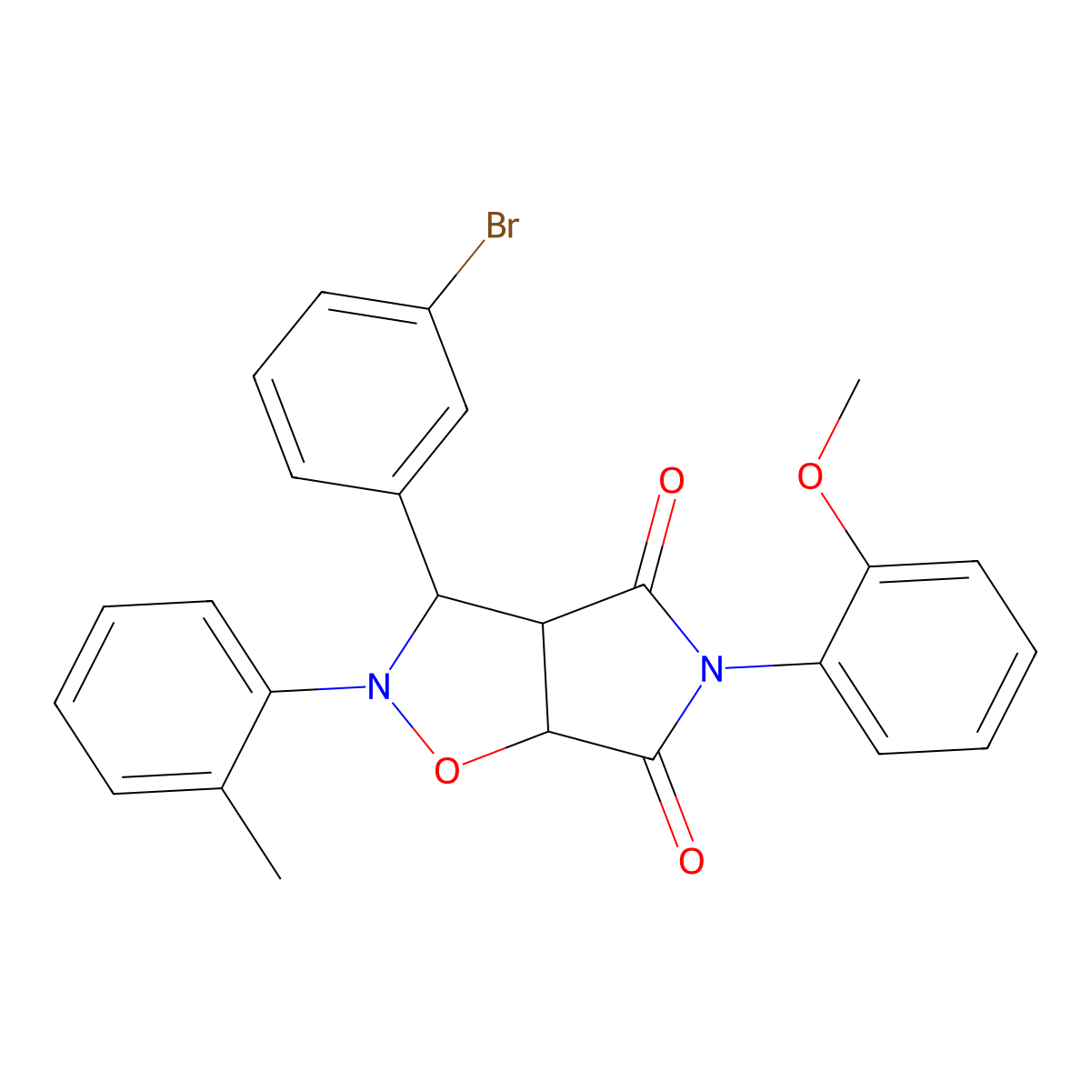 3-(3-bromophenyl)-5-(2-methoxyphenyl)-2-(2-methylphenyl)dihydro-2H-pyrrolo[3,4-d]isoxazole-4,6(3H,5H)-dione molecular structure, CAS 317330-48-6