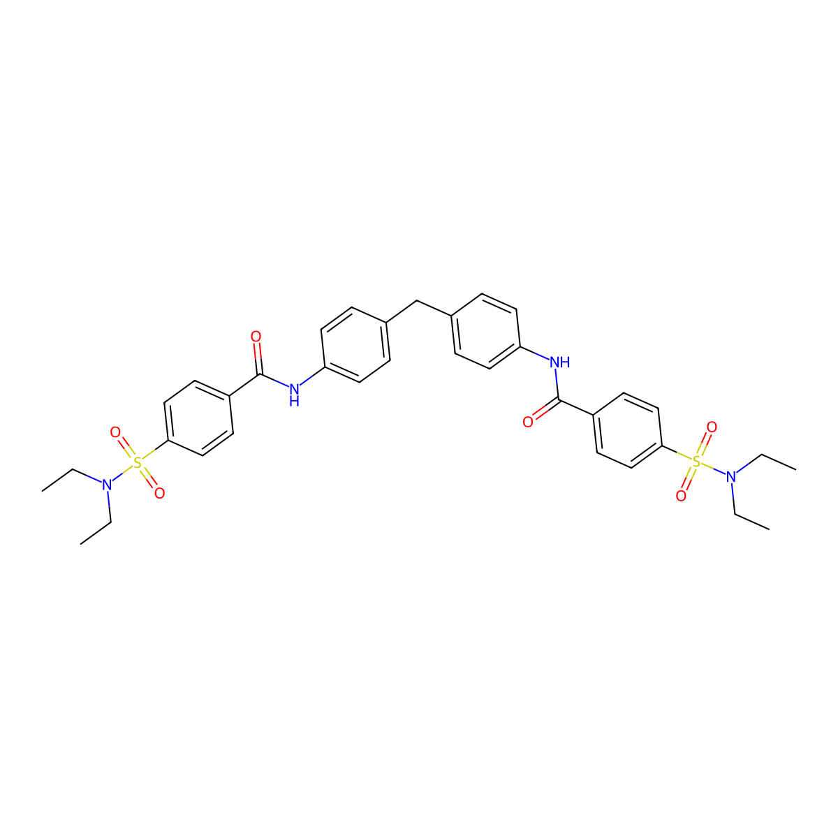 4-(diethylsulfamoyl)-N-[4-[[4-[[4-(diethylsulfamoyl)benzoyl]amino]phenyl]methyl]phenyl]benzamide molecular structure, CAS 317337-87-4