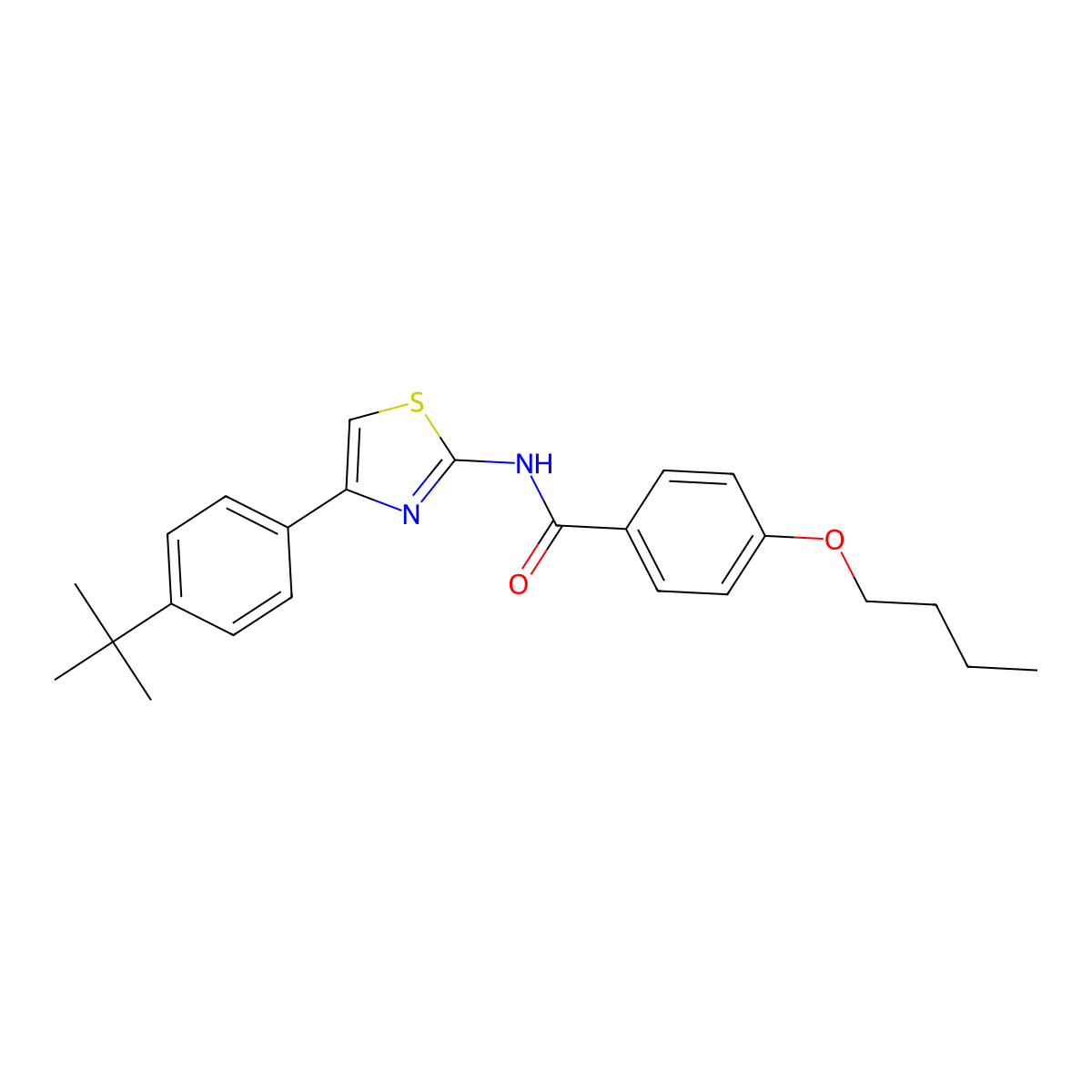 4-butoxy-N-[4-(4-tert-butylphenyl)-1,3-thiazol-2-yl]benzamide molecular structure, CAS 317338-14-0