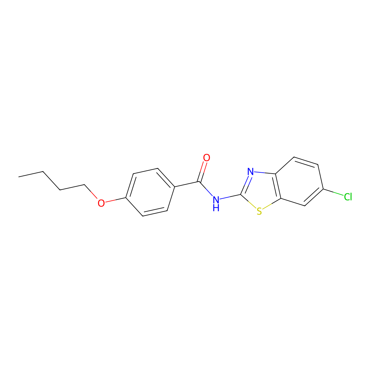 4-butoxy-N-(6-chloro-1,3-benzothiazol-2-yl)benzamide molecular structure, CAS 317338-16-2