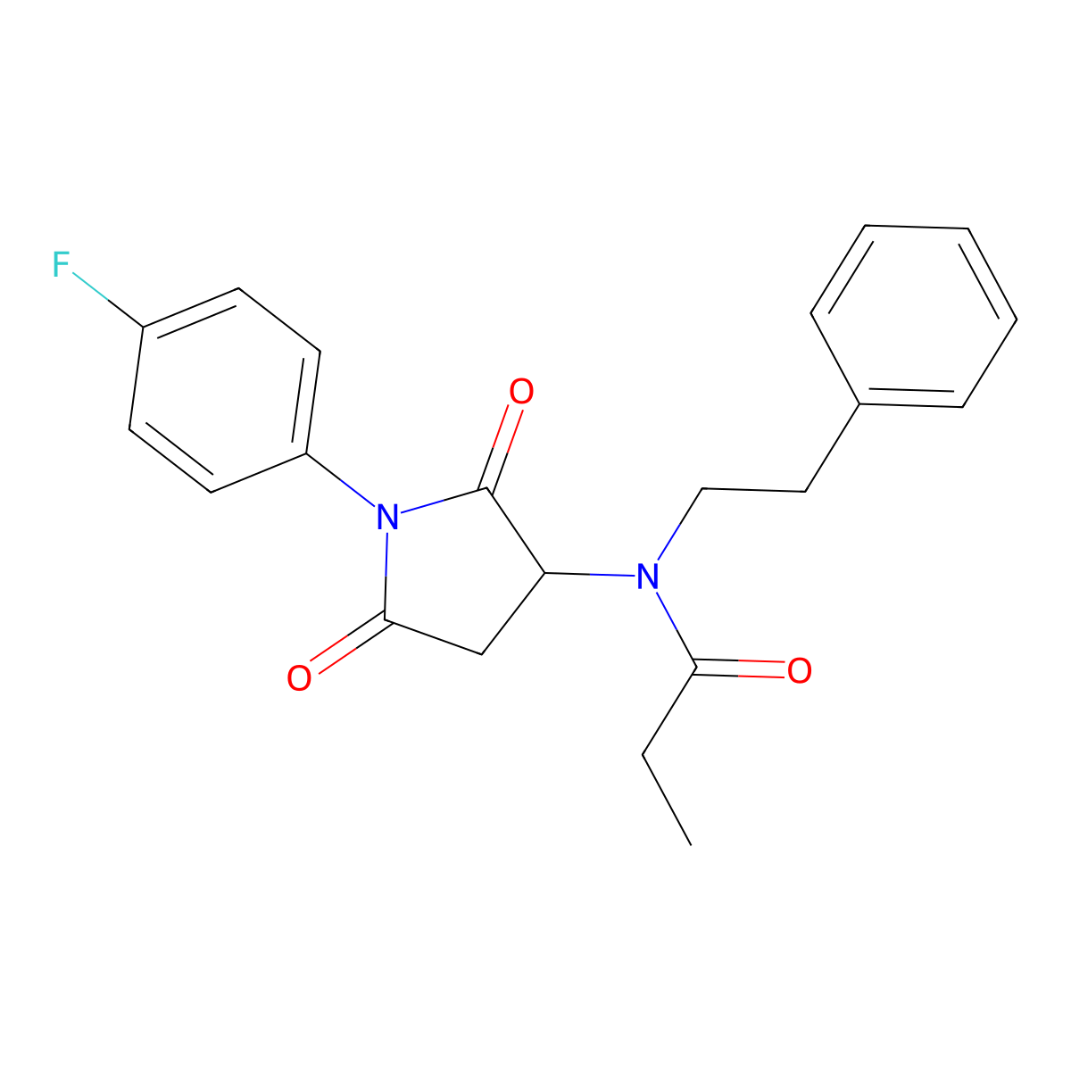 N-[1-(4-fluorophenyl)-2,5-dioxopyrrolidin-3-yl]-N-(2-phenylethyl)propanamide molecular structure, CAS 317342-34-0