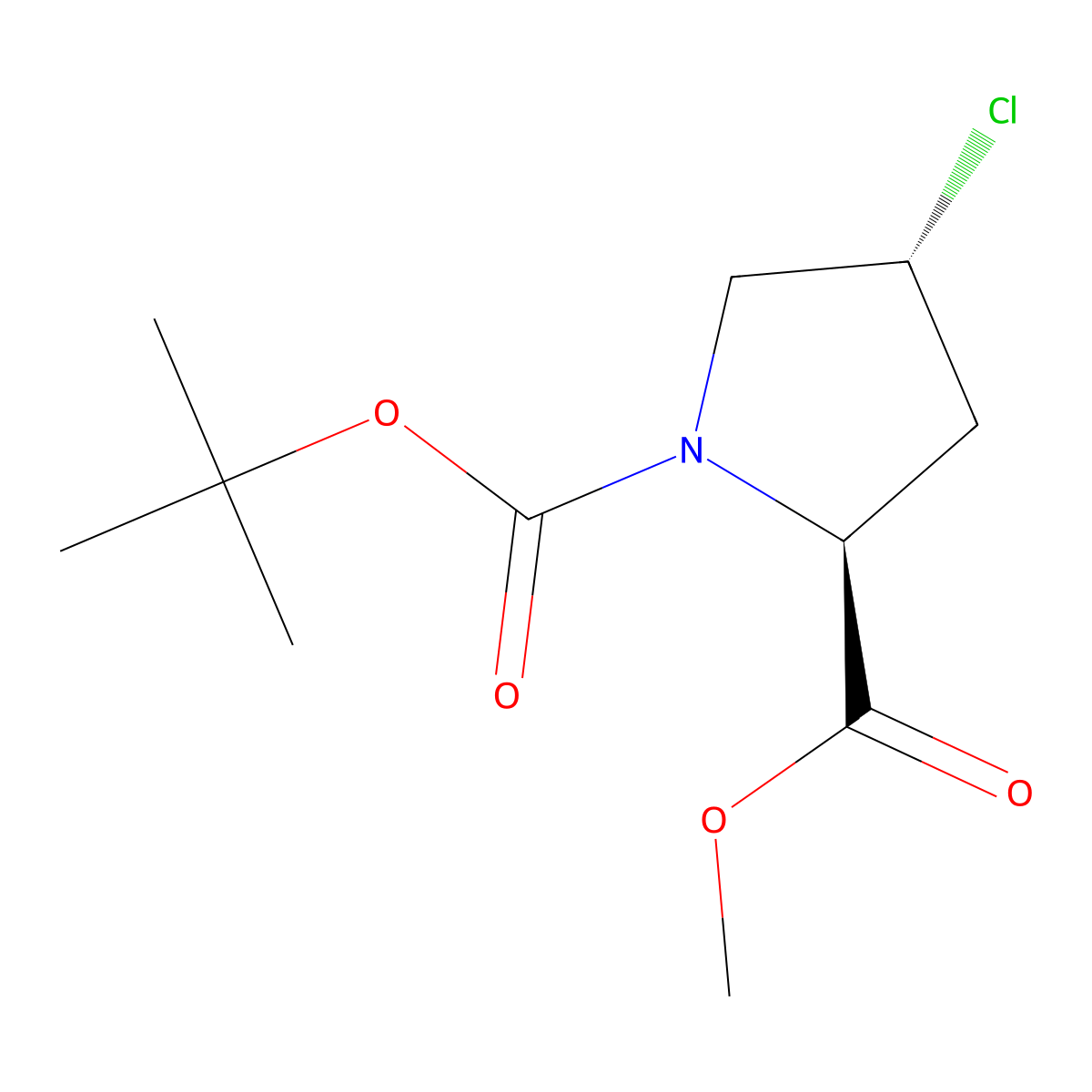 (2S,4R)-4-Chloro-pyrrolidine-1,2-dicarboxylic acid 1-tert-butyl ester 2-methyl ester molecular structure, CAS 317356-97-1