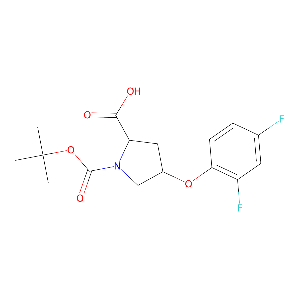 (2S,4S)-1-(Tert-butoxycarbonyl)-4-(2,4-difluoro-phenoxy)-2-pyrrolidinecarboxylic acid molecular structure, CAS 317357-33-8