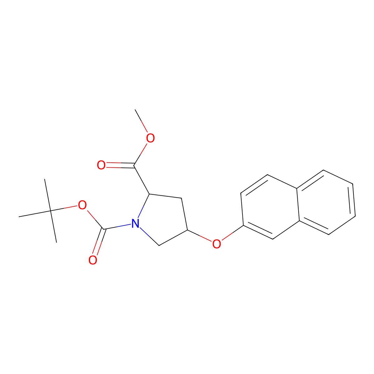 (2S,4S)-1-tert-Butyl 2-methyl 4-(naphthalen-2-yloxy)pyrrolidine-1,2-dicarboxylate molecular structure, CAS 317357-41-8