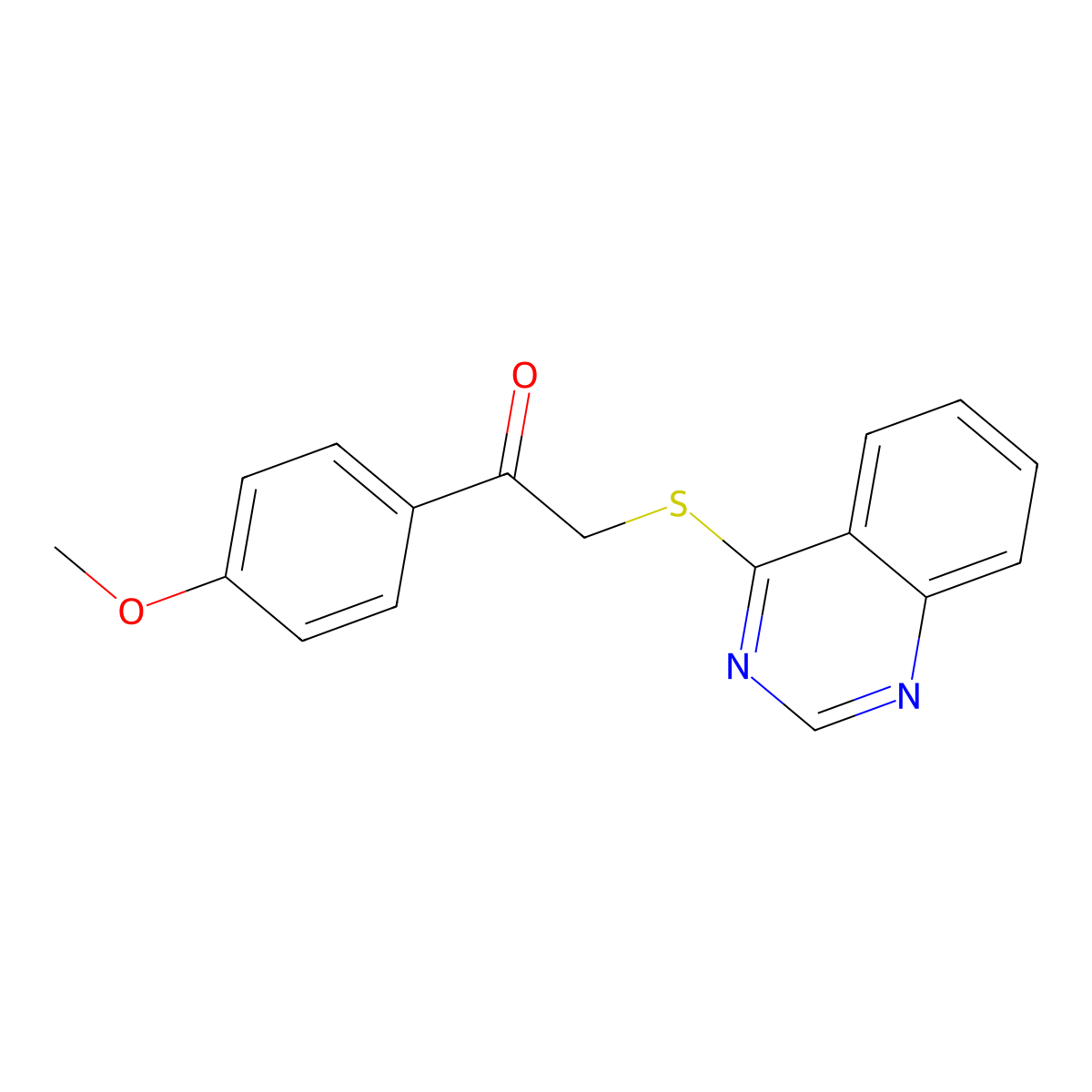 1-(4-Methoxyphenyl)-2-(quinazolin-4-ylsulfanyl)ethanone molecular structure, CAS 31737-21-0