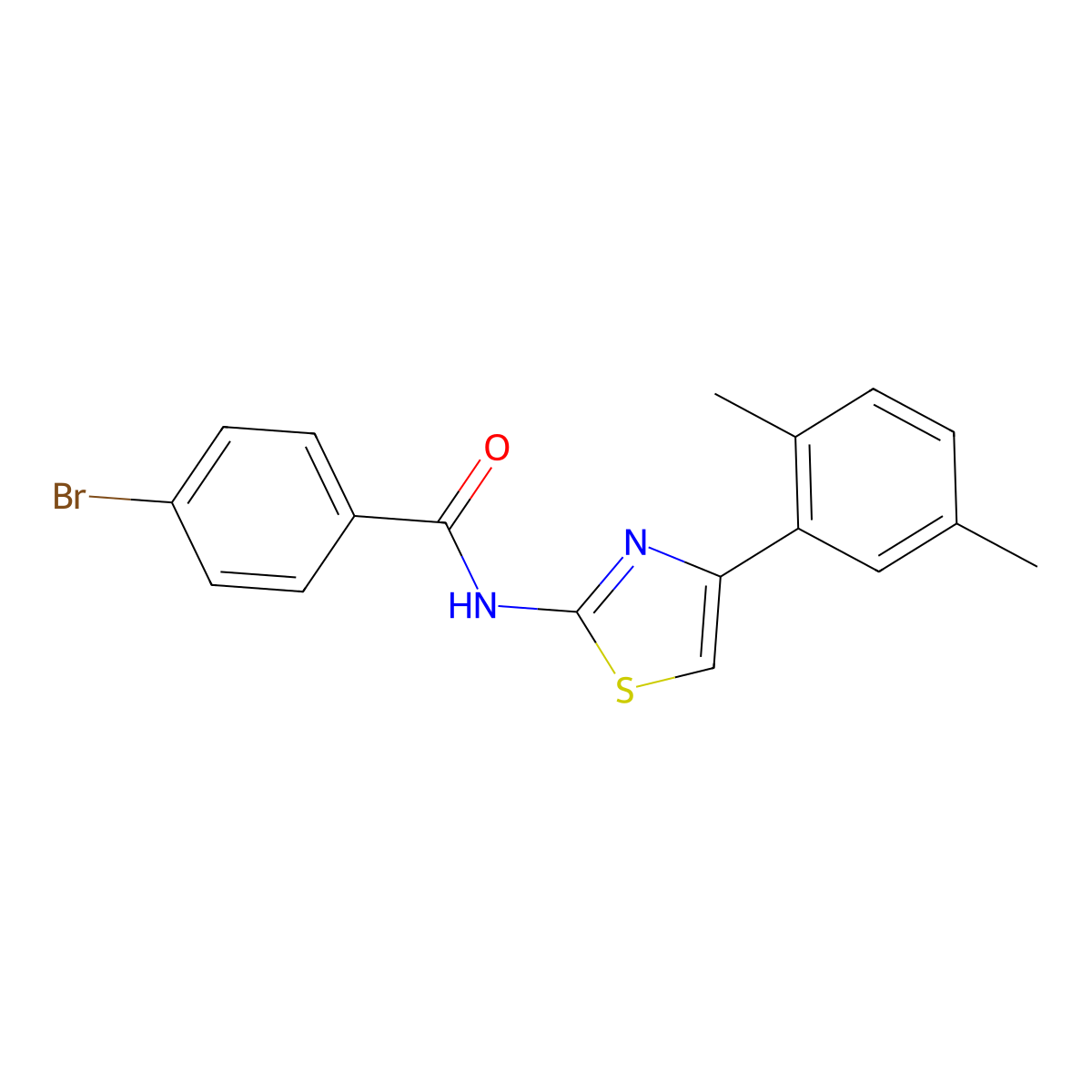 4-bromo-N-[4-(2,5-dimethylphenyl)-1,3-thiazol-2-yl]benzamide molecular structure, CAS 317374-34-8