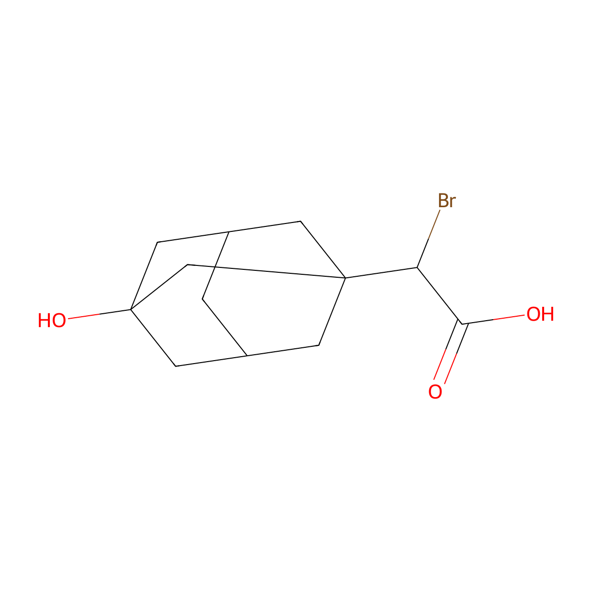 2-Bromo-2-(3-hydroxyadamantan-1-yl)acetic acid molecular structure, CAS 317375-33-0