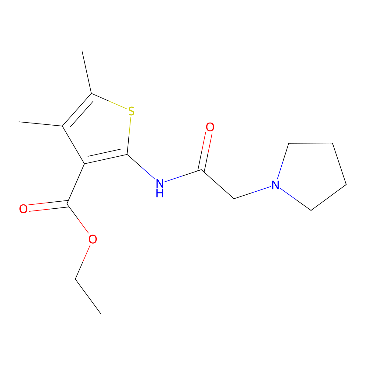 Ethyl 4,5-dimethyl-2-[(2-pyrrolidin-1-ylacetyl)amino]thiophene-3-carboxylate molecular structure, CAS 317375-74-9