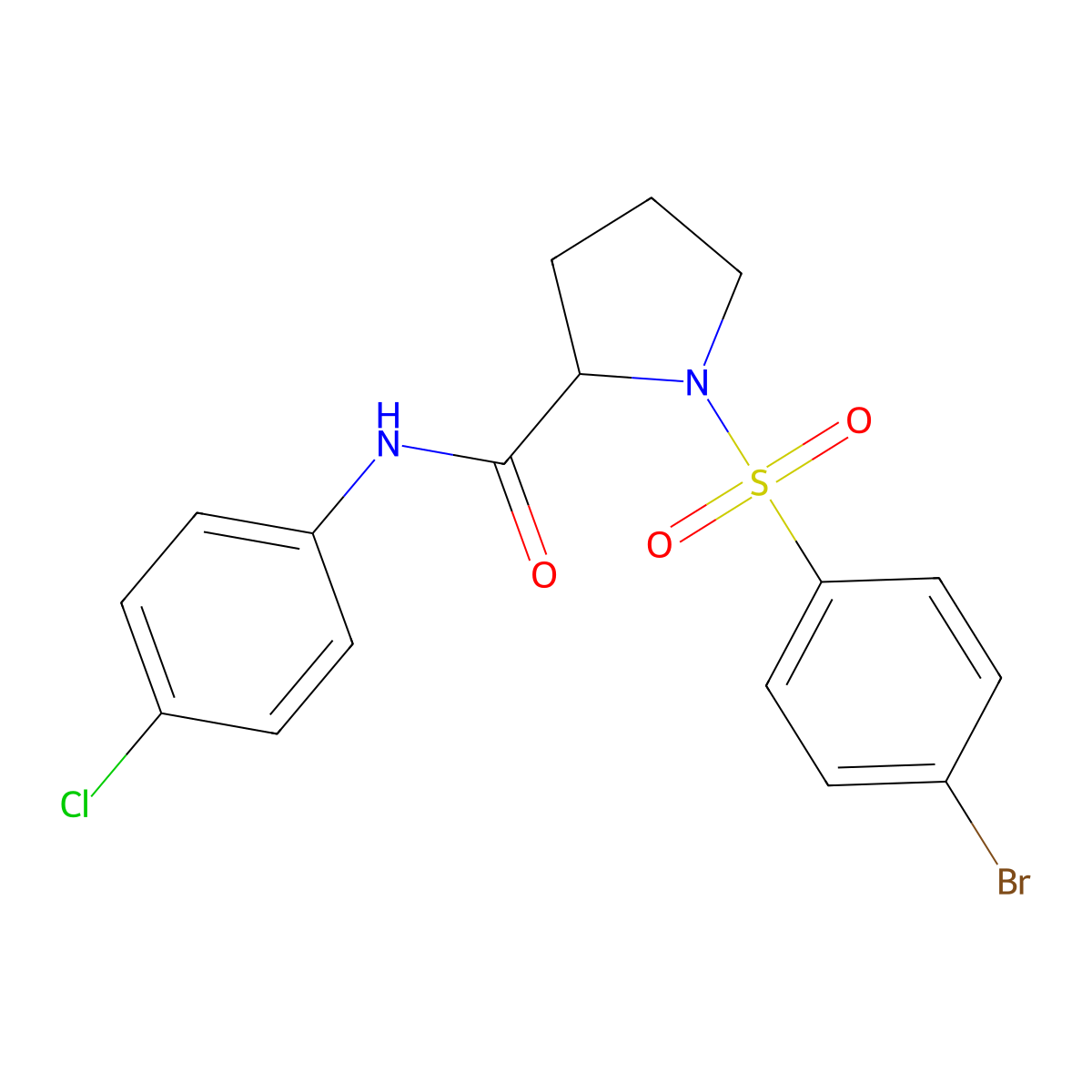 1-[(4-bromophenyl)sulfonyl]-N-(4-chlorophenyl)-2-pyrrolidinecarboxamide molecular structure, CAS 317377-68-7