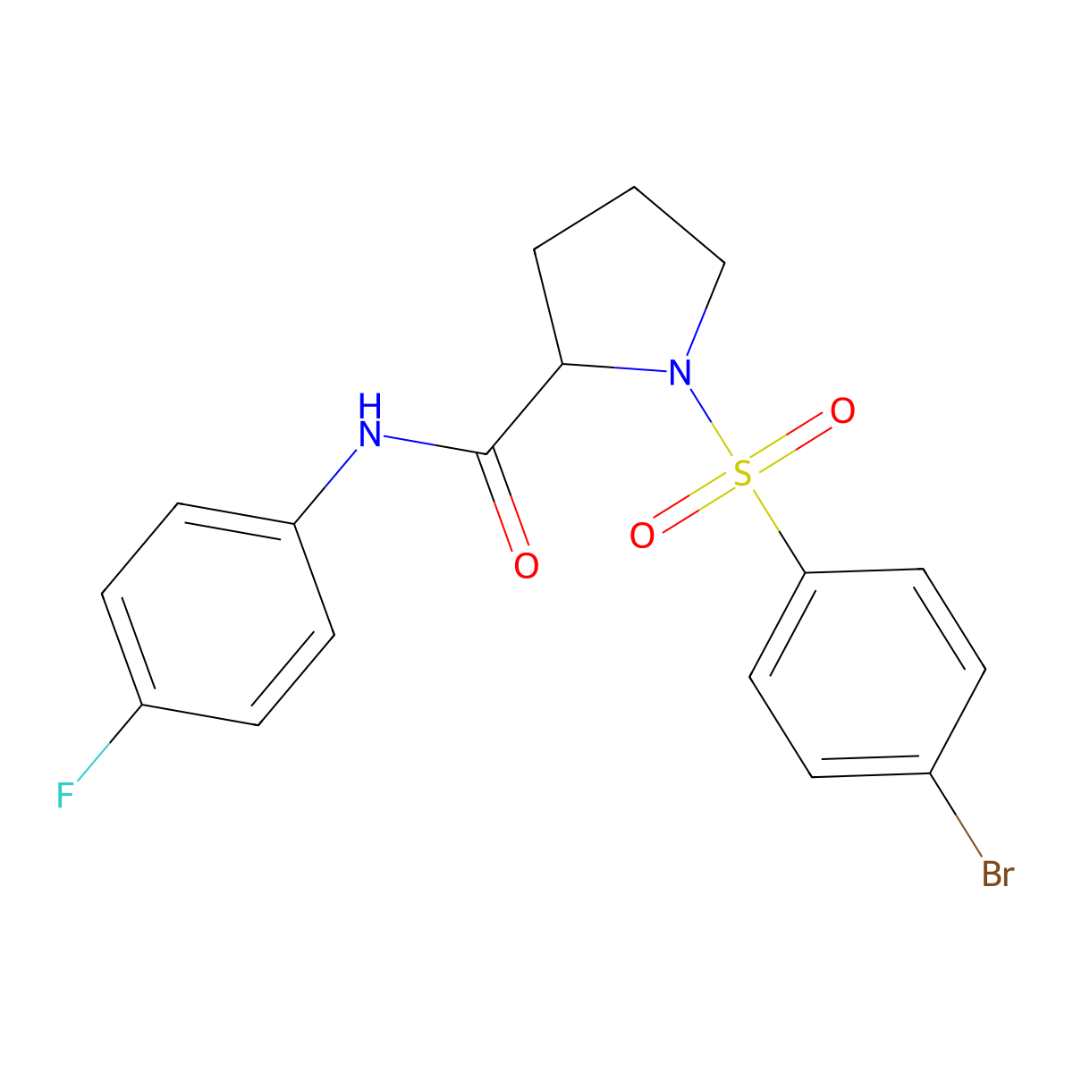 1-[(4-bromophenyl)sulfonyl]-N-(4-fluorophenyl)-2-pyrrolidinecarboxamide molecular structure, CAS 317377-74-5