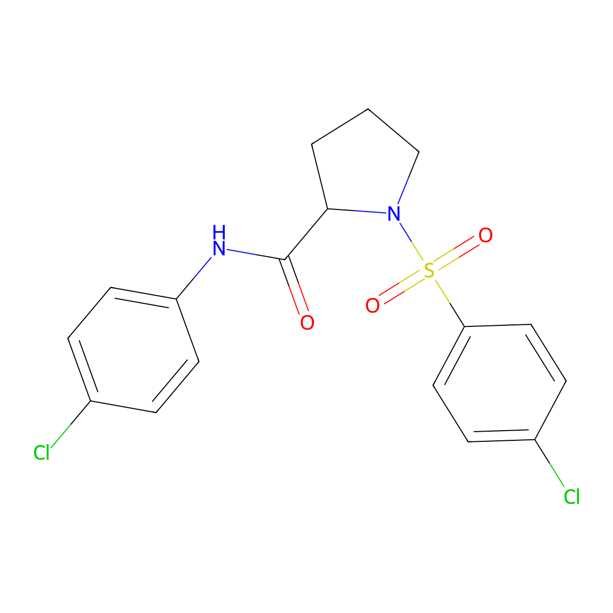 N-(4-chlorophenyl)-1-(4-chlorophenyl)sulfonylpyrrolidine-2-carboxamide molecular structure, CAS 317377-78-9
