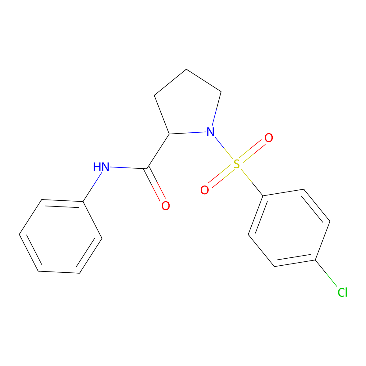 1-(4-chlorophenyl)sulfonyl-N-phenylpyrrolidine-2-carboxamide molecular structure, CAS 317377-80-3