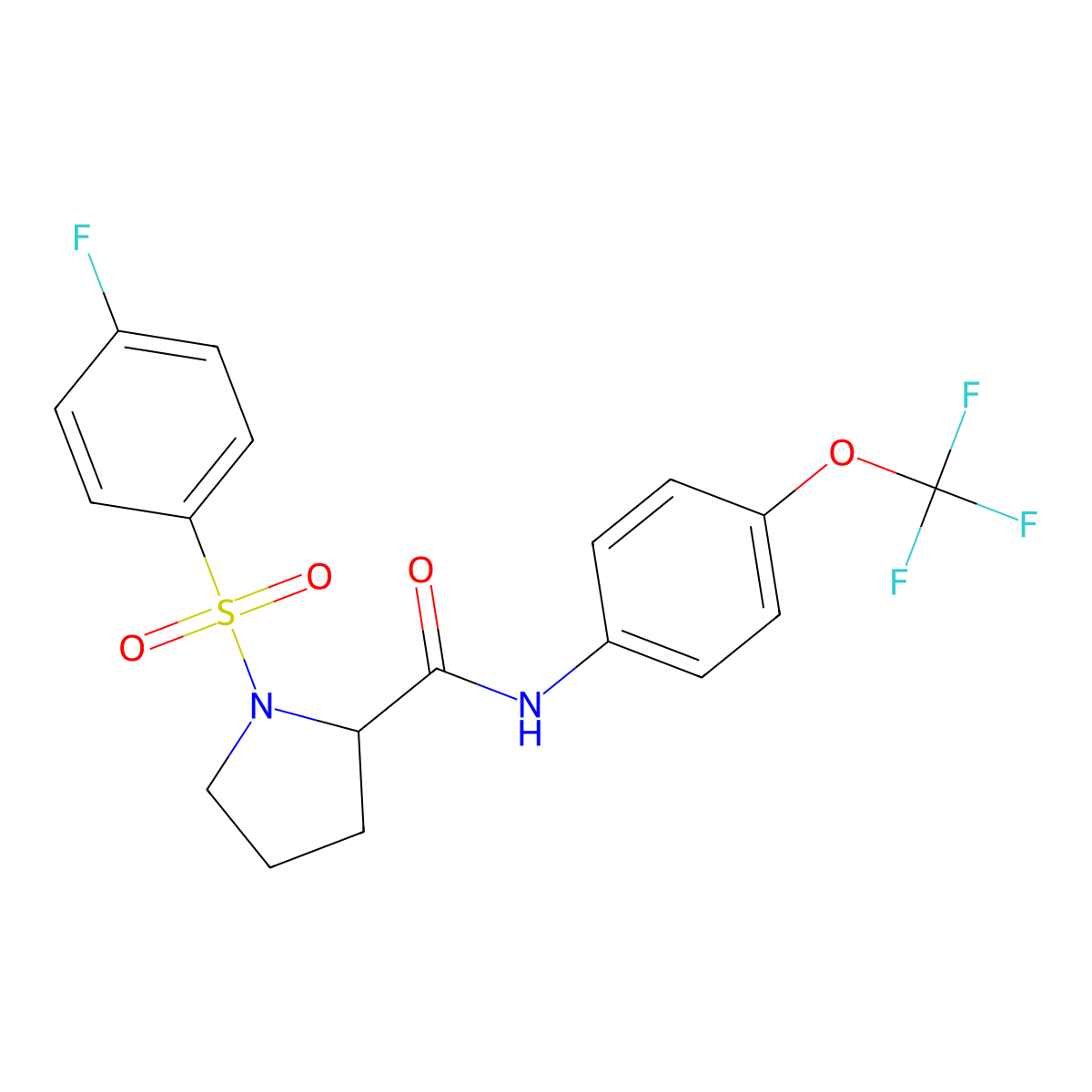 1-(4-fluorobenzenesulfonyl)-N-[4-(trifluoromethoxy)phenyl]pyrrolidine-2-carboxamide molecular structure, CAS 317377-84-7