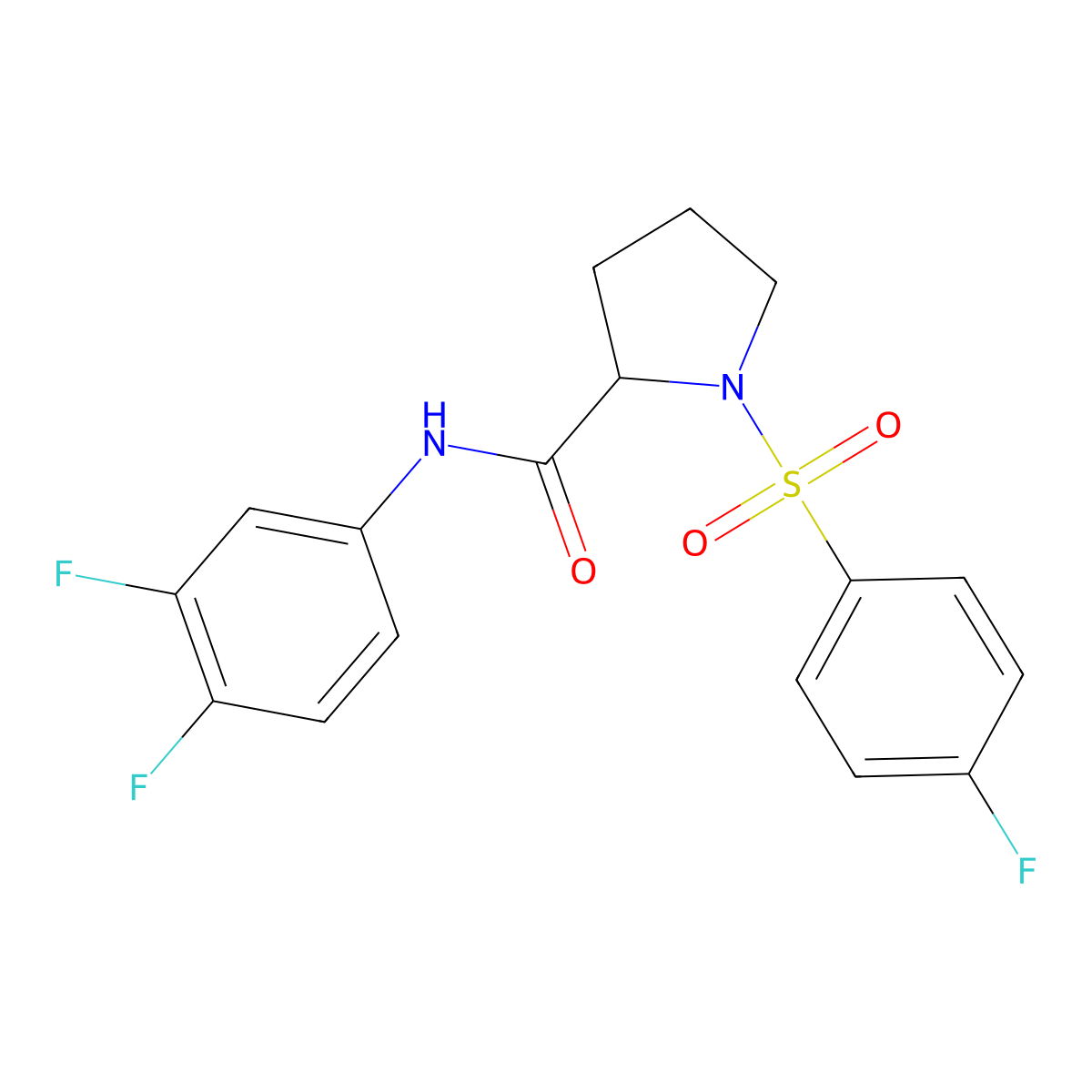 N-(3,4-difluorophenyl)-1-[(4-fluorophenyl)sulfonyl]-2-pyrrolidinecarboxamide molecular structure, CAS 317377-88-1
