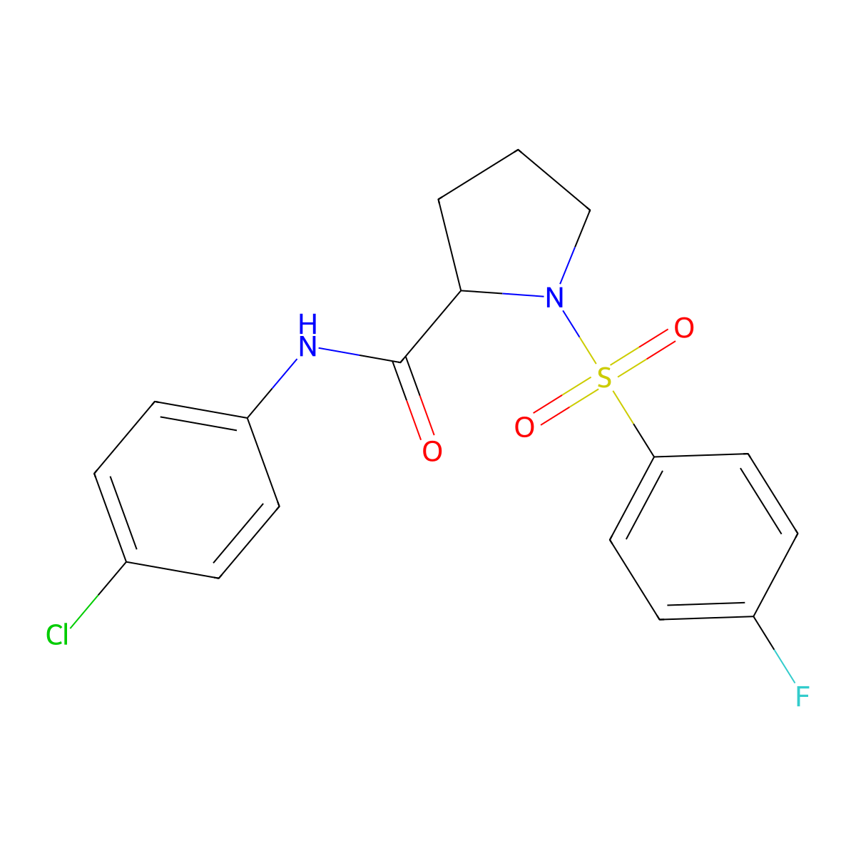 N-(4-chlorophenyl)-1-[(4-fluorophenyl)sulfonyl]-2-pyrrolidinecarboxamide molecular structure, CAS 317377-90-5