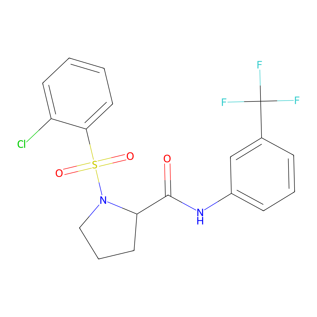 1-[(2-chlorophenyl)sulfonyl]-N-[3-(trifluoromethyl)phenyl]-2-pyrrolidinecarboxamide molecular structure, CAS 317377-92-7