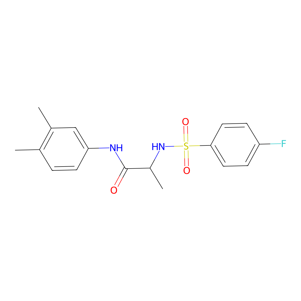 N-(3,4-dimethylphenyl)-2-{[(4-fluorophenyl)sulfonyl]amino}propanamide molecular structure, CAS 317378-02-2
