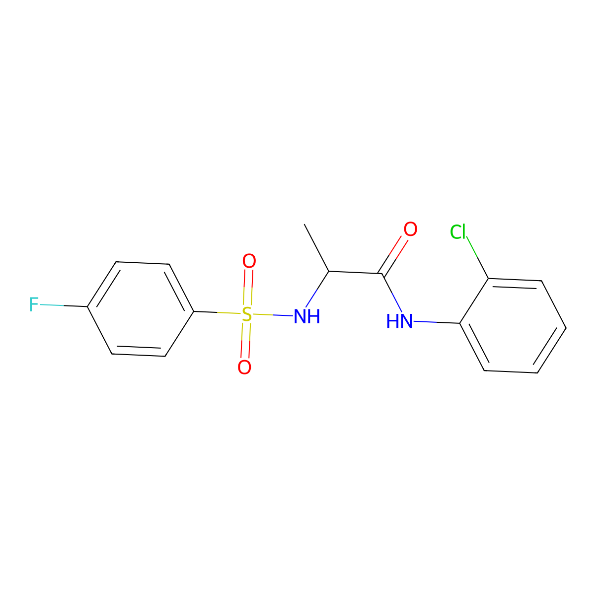 N-(2-chlorophenyl)-2-{[(4-fluorophenyl)sulfonyl]amino}propanamide molecular structure, CAS 317378-04-4