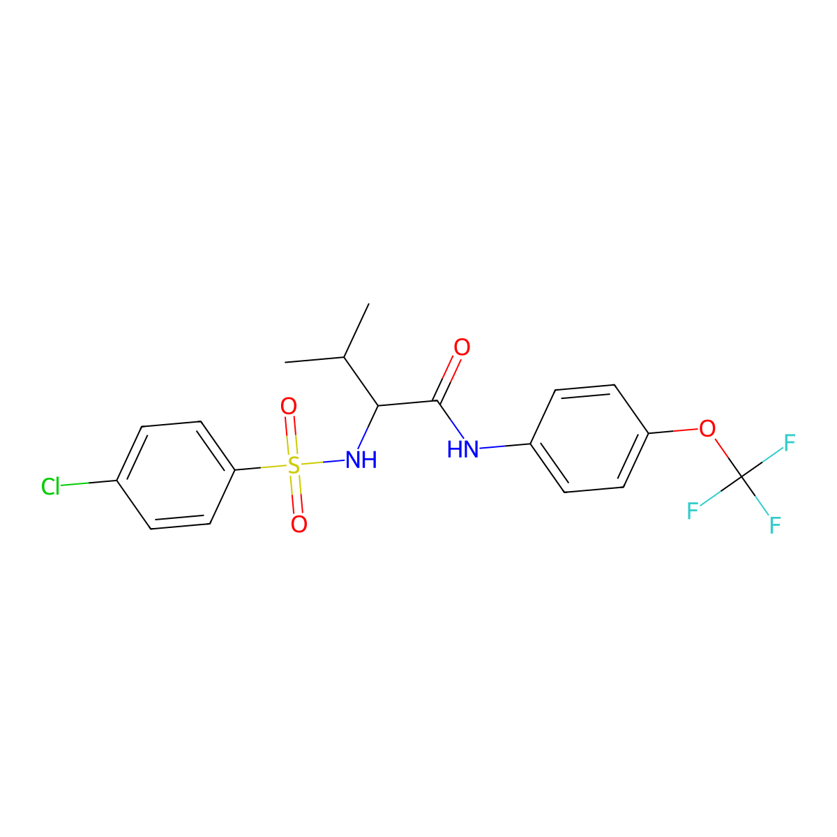 2-{[(4-chlorophenyl)sulfonyl]amino}-3-methyl-N-[4-(trifluoromethoxy)phenyl]butanamide molecular structure, CAS 317378-06-6