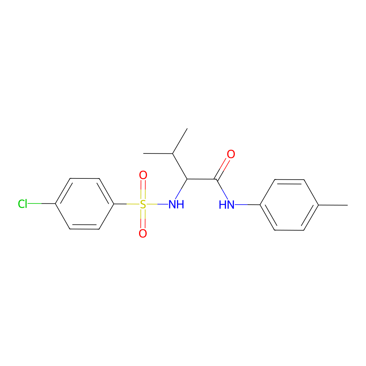 2-{[(4-chlorophenyl)sulfonyl]amino}-3-methyl-N-(4-methylphenyl)butanamide molecular structure, CAS 317378-08-8