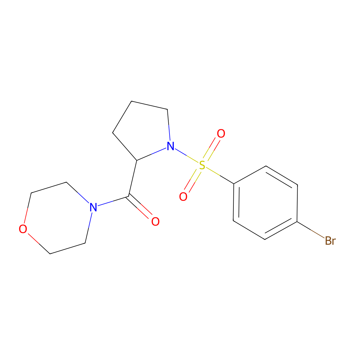 {1-[(4-Bromophenyl)sulfonyl]-2-pyrrolidinyl}(morpholino)methanone molecular structure, CAS 317378-14-6