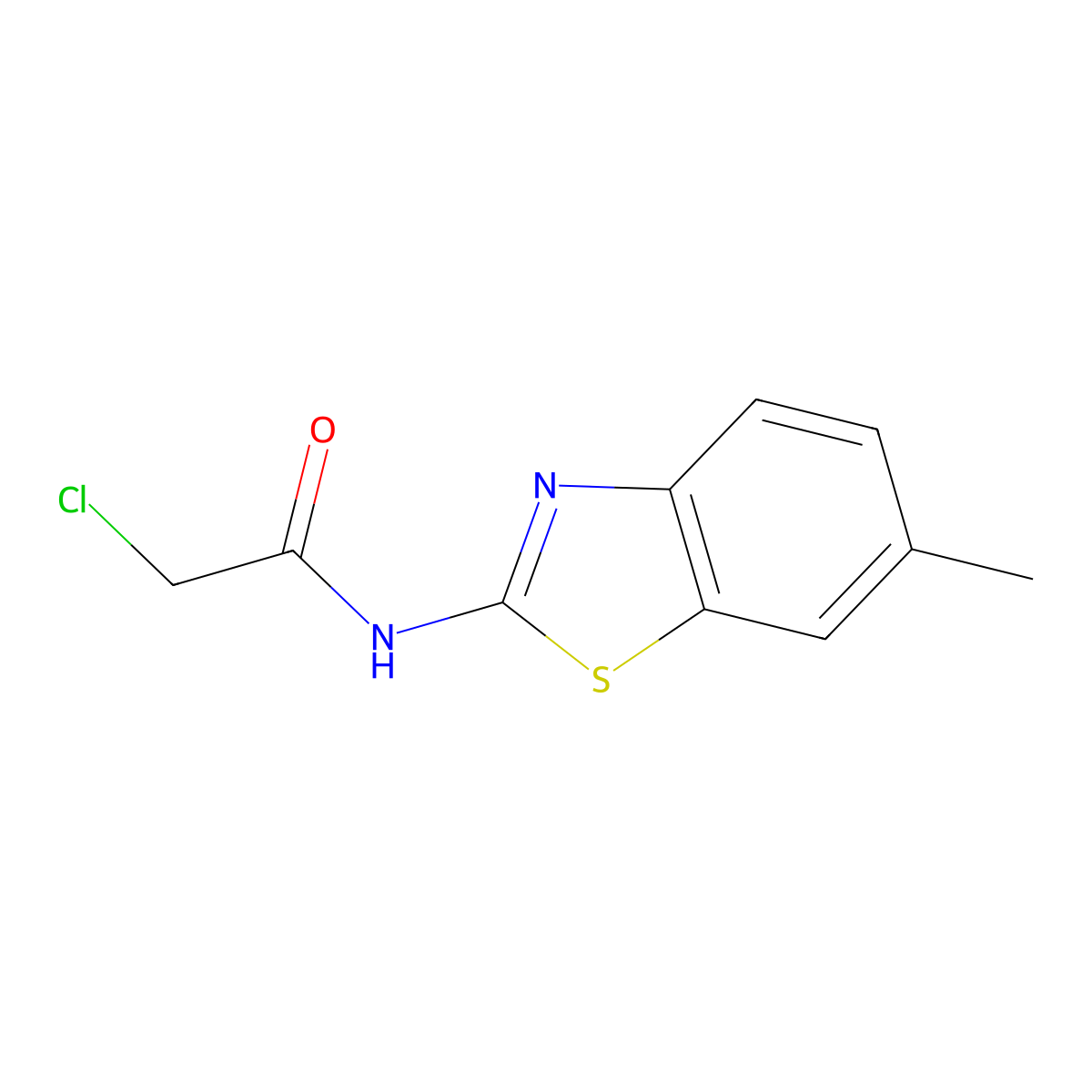 2-chloro-N-(6-methyl-1,3-benzothiazol-2-yl)acetamide molecular structure, CAS 3174-15-0