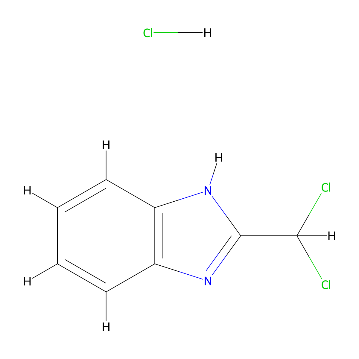 1H-Benzimidazole, 2-(dichloromethyl)-, hydrochloride (1:1) molecular structure, CAS 3174-30-9