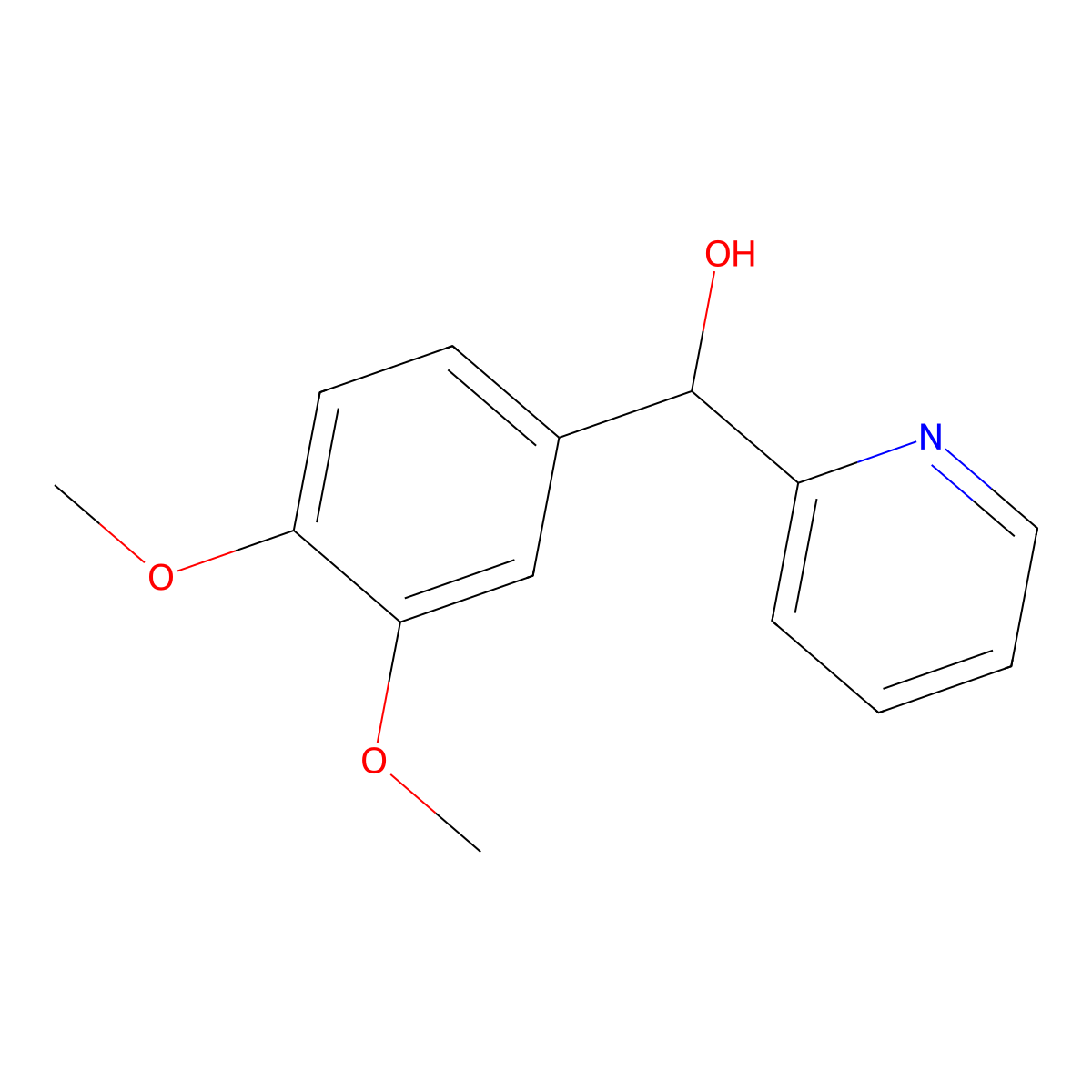 (3,4-Dimethoxyphenyl)(pyridin-2-yl)methanol molecular structure, CAS 31749-10-7