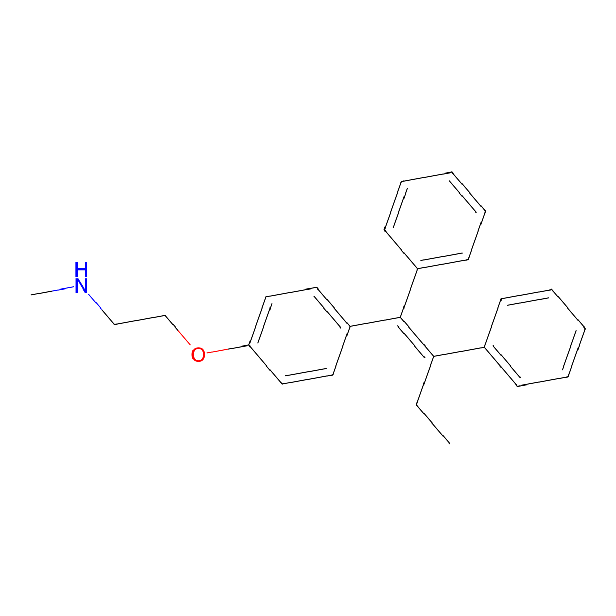 Desmethyltamoxifen molecular structure, CAS 31750-48-8