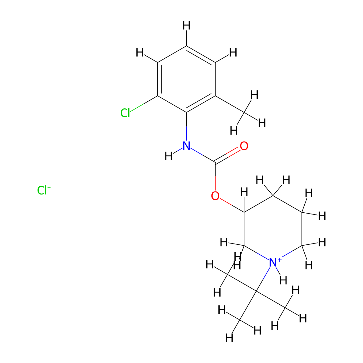 Carbanilic acid, 6-chloro-2-methyl-, N-tert-butyl-3-piperidinyl ester, hydrochloride molecular structure, CAS 31755-24-5