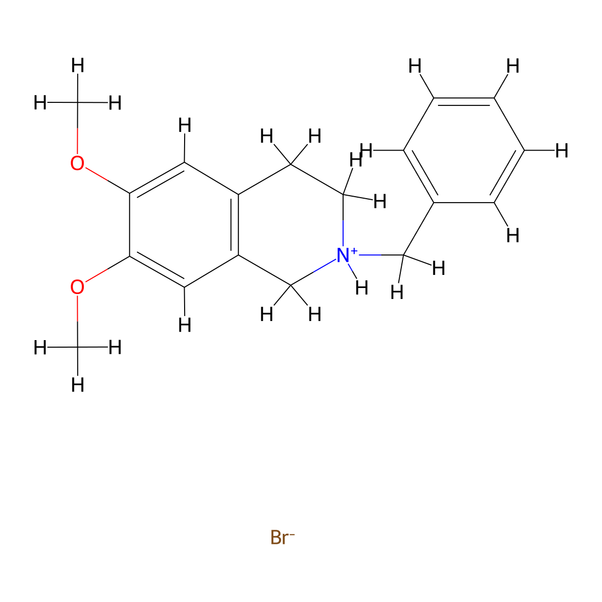 Isoquinoline, 1,2,3,4-tetrahydro-2-benzyl-6,7-dimethoxy-, hydrobromide molecular structure, CAS 31756-15-7