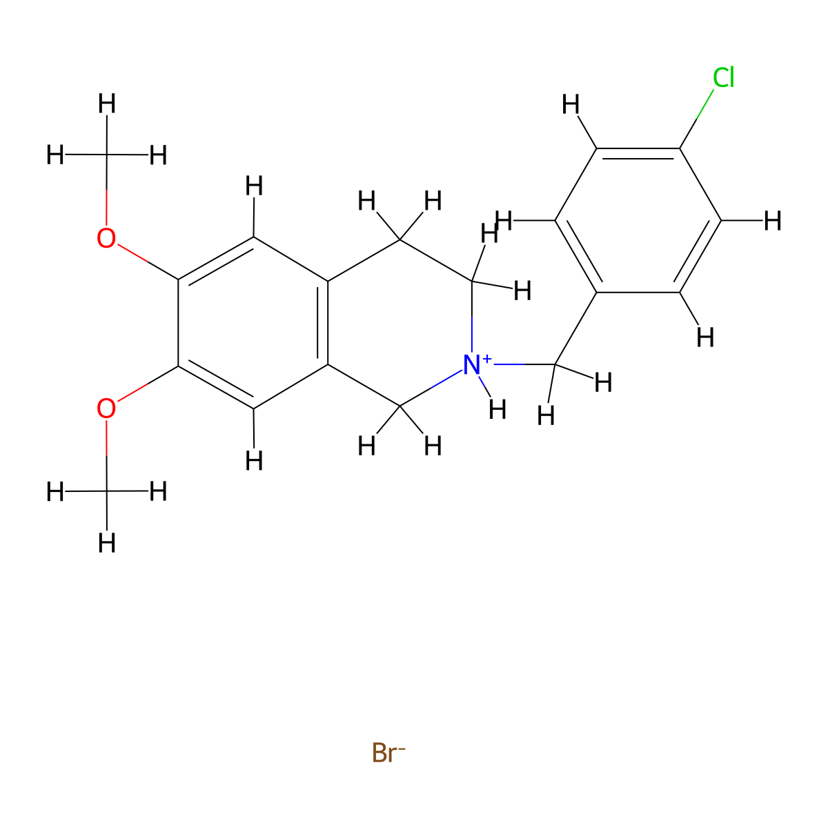 Isoquinoline, 1,2,3,4-tetrahydro-2-(p-chlorobenzyl)-6,7-dimethoxy-, hydrobromide molecular structure, CAS 31756-22-6