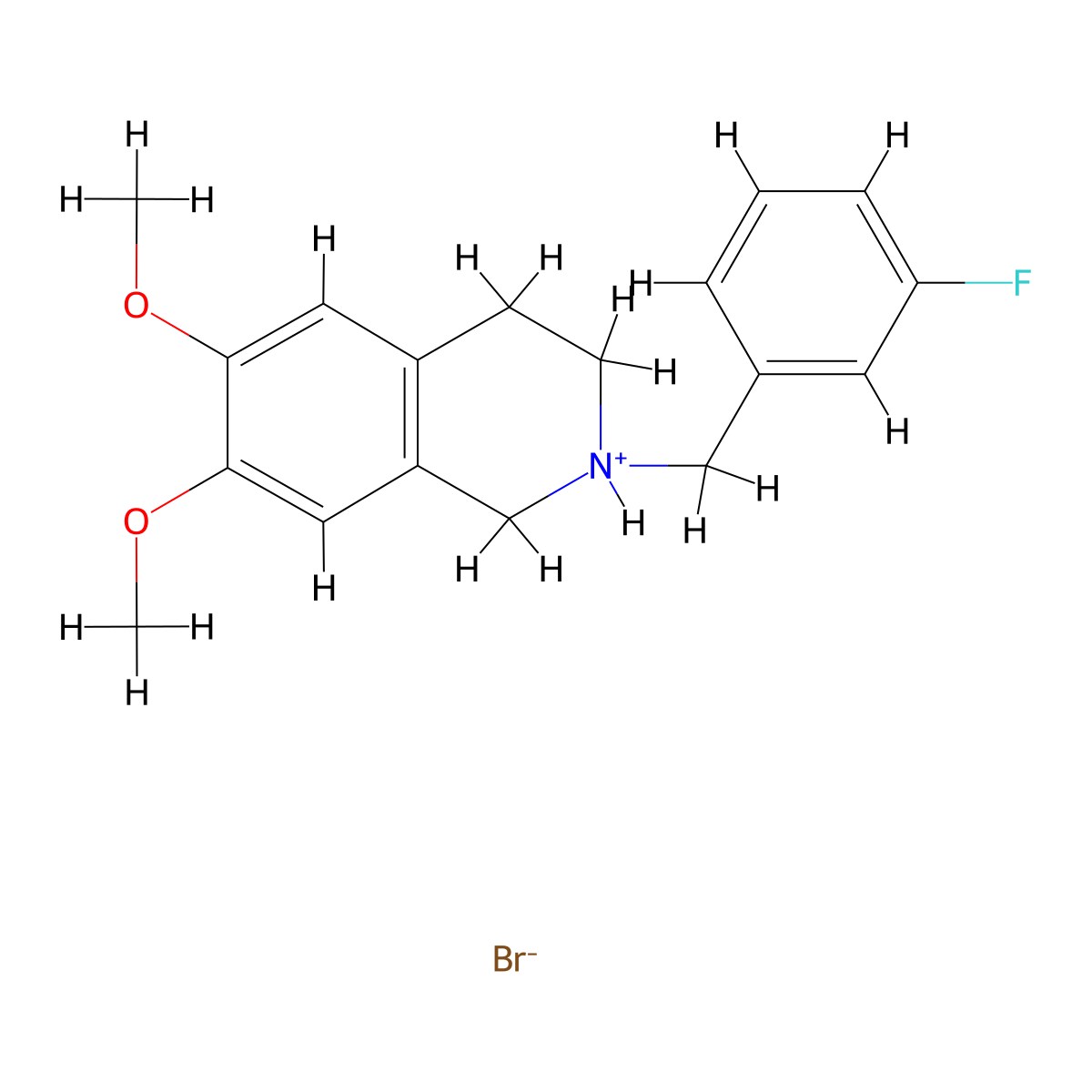 Isoquinoline, 1,2,3,4-tetrahydro-6,7-dimethoxy-2-(m-fluorobenzyl)-, hydrobromide molecular structure, CAS 31756-26-0