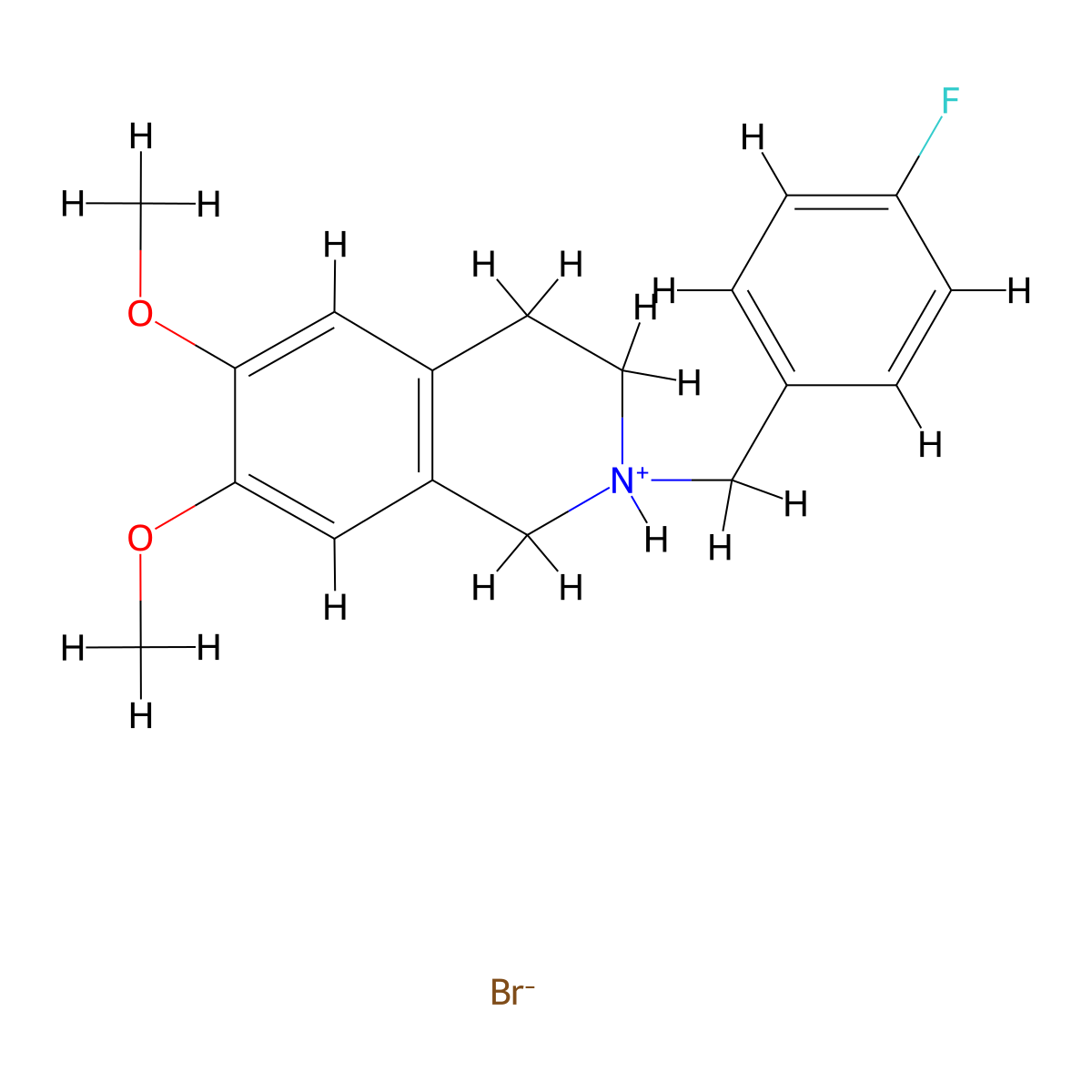 Isoquinoline, 1,2,3,4-tetrahydro-6,7-dimethoxy-2-(p-fluorobenzyl)-, hydrobromide molecular structure, CAS 31756-28-2