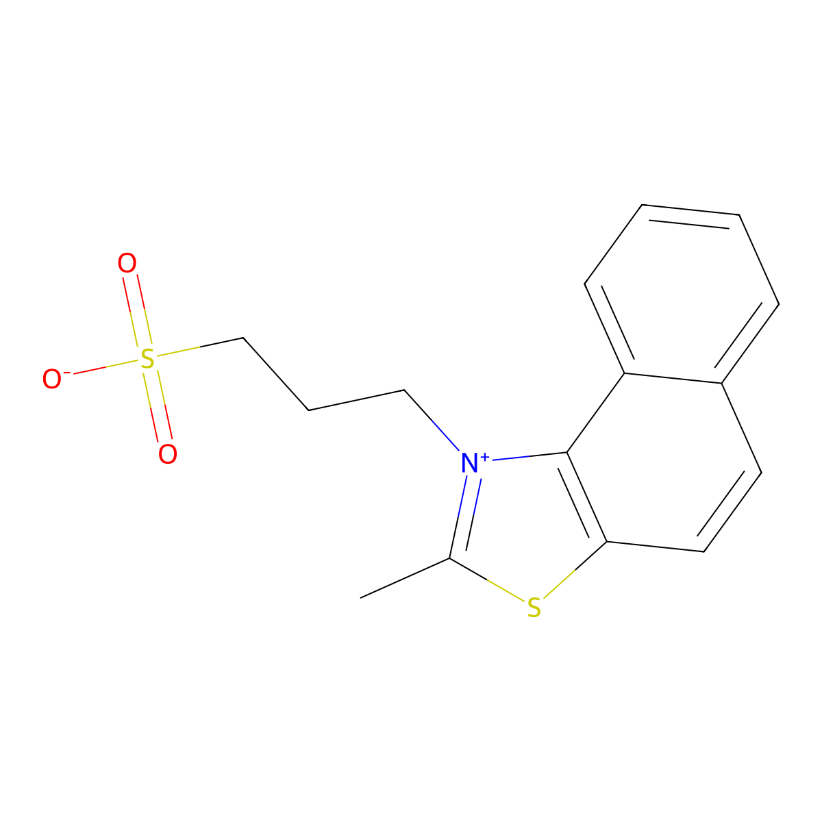 naphtho(1,2-d)thiazolium, 2-methyl-1-(3-sulfopropyl)-, inner salt molecular structure, CAS 3176-77-0