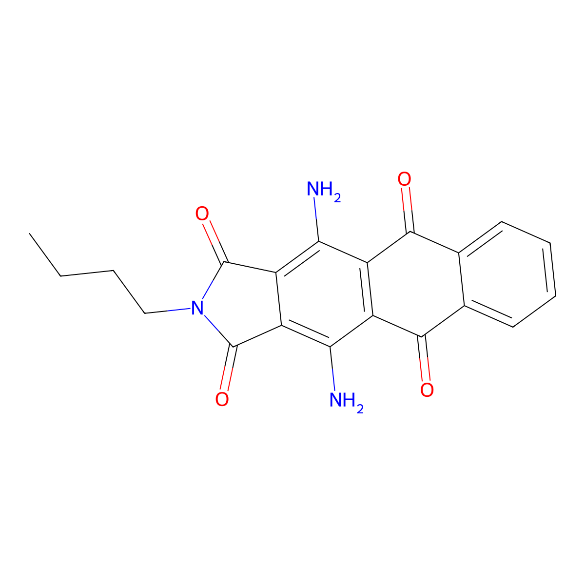 4,11-Diamino-2-butyl-1H-naphth(2,3-f)isoindole-1,3,5,10(2H)-tetrone molecular structure, CAS 3176-88-3